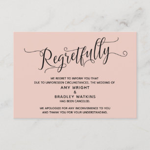 Bedauernswert, elegante Blush Cancellation Wedding Einladung