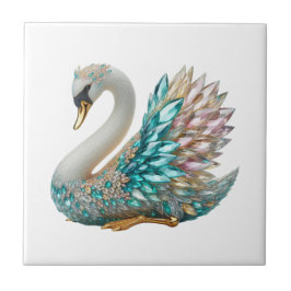 Bedazzled Diamond Swan Gold Crystal Bling Fliese