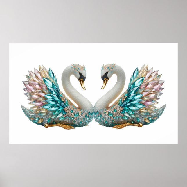 Bedazzled Diamond Swan Gold Crystal Bling Poster (Vorne)