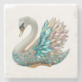Bedazzled Diamond Swan Gold Crystal Bling Steinuntersetzer
