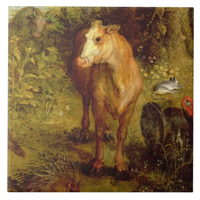 Bedecken Sie oder das irdische Paradies, Detail Fliese (Vorderseite)