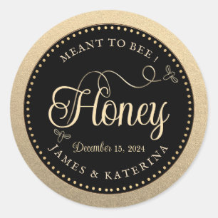 Bedeutet, Gold Black Wedding Honey Bee Label zu se Runder Aufkleber
