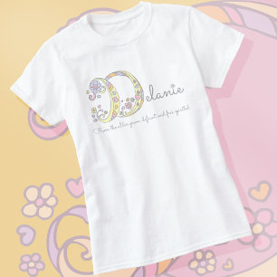 Bedeutung des Mädchennamens Delanie Monogramm Herz T-Shirt