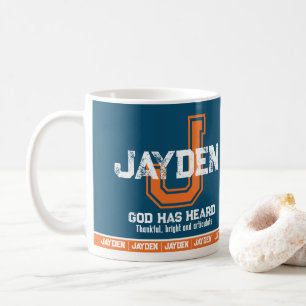 Bedeutung des Namens Jayden Sport-Monogramm orange Kaffeetasse