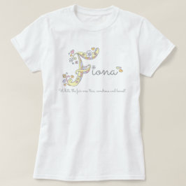 BEDEUTUNGS-Monogrammt-stück Fiona-Mädchen F Namens T-Shirt