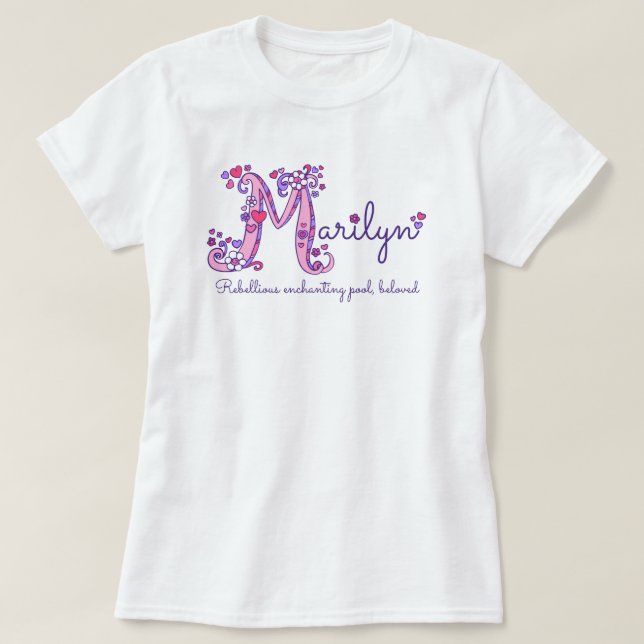 BEDEUTUNGS-Monogrammt-stück Marilyn-Mädchen M T-Shirt (Design vorne)