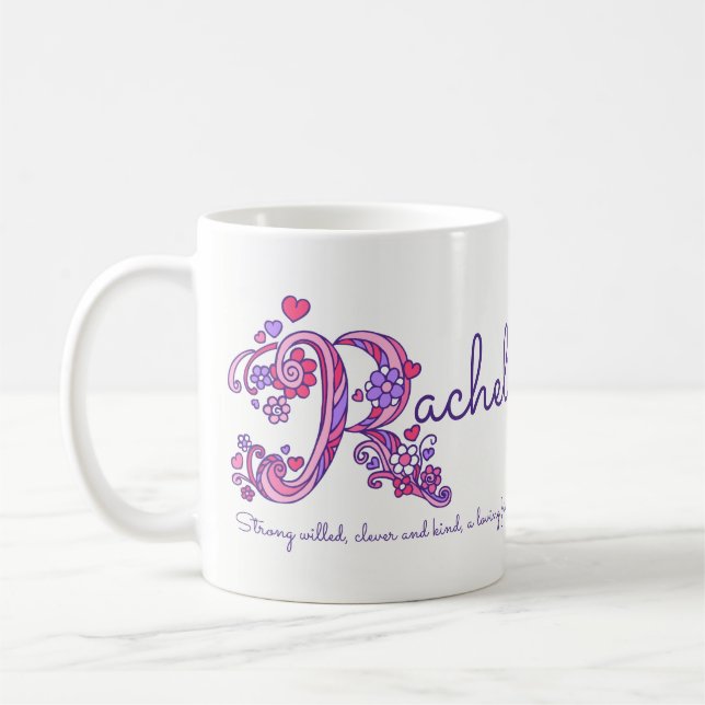 BEDEUTUNGSgekritzel-Kunst-Tasse Rachel-Buchstaben Tasse (Links)