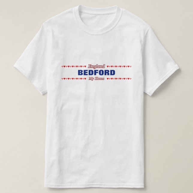 BEDFORD - mein Zuhause - England; Rote u. rosa T-Shirt (Design vorne)