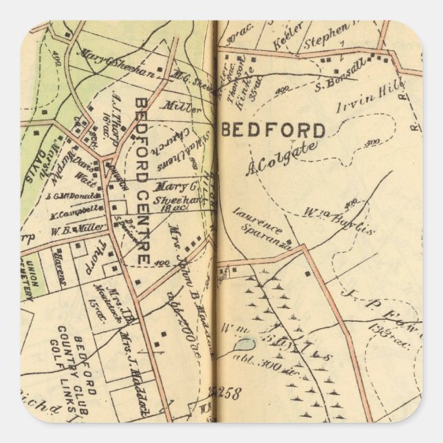 Bedford, New York 2 Quadratischer Aufkleber (Vorderseite)