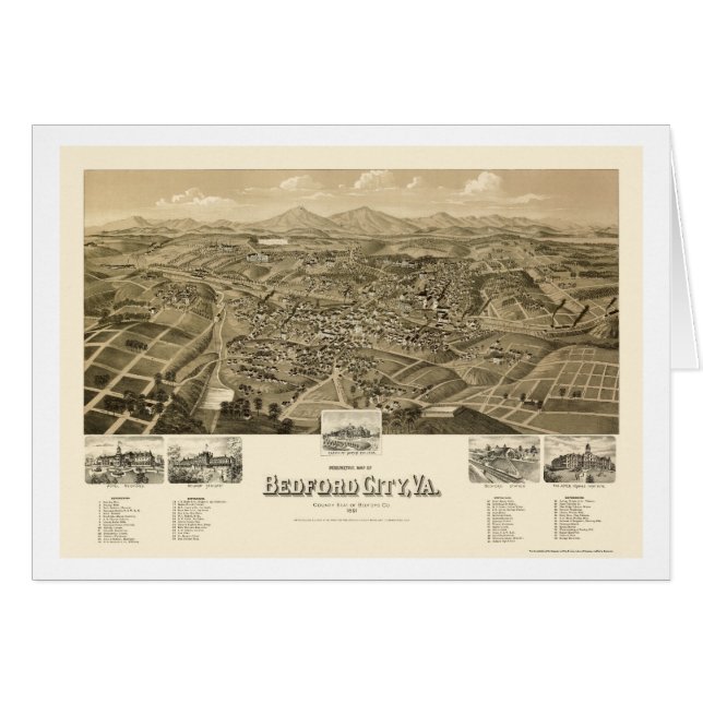 Bedford-Stadt, panoramische Karte VA - 1891 (Vorderseite (Horizontal))