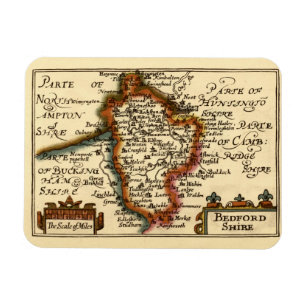 Bedfordshire Landkreis England Alte antike Karte Magnet
