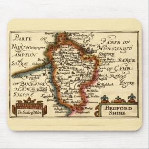 Bedfordshire Landkreis England Alte antike Karte Mousepad