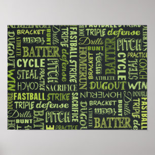 Bedingungen für das Fastfeld-Softball-Chalkboard Poster