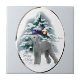Bedlington Terrier Christmas Fliese