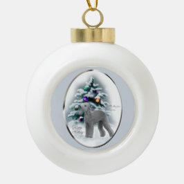 Bedlington Terrier Christmas Keramik Kugel-Ornament