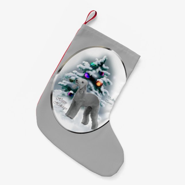 Bedlington Terrier Christmas Kleiner Weihnachtsstrumpf (Vorderansicht (hängend))