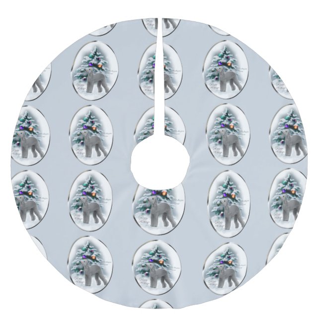Bedlington Terrier Christmas Polyester Weihnachtsbaumdecke (Vorderseite)