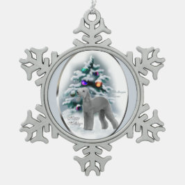 Bedlington Terrier Christmas Schneeflocken Zinn-Ornament