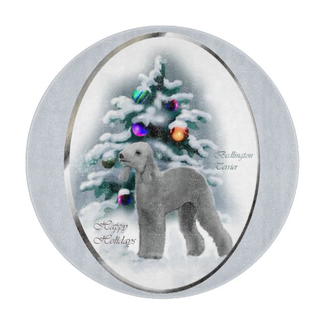 Bedlington Terrier Christmas Schneidebrett (Vorderseite)