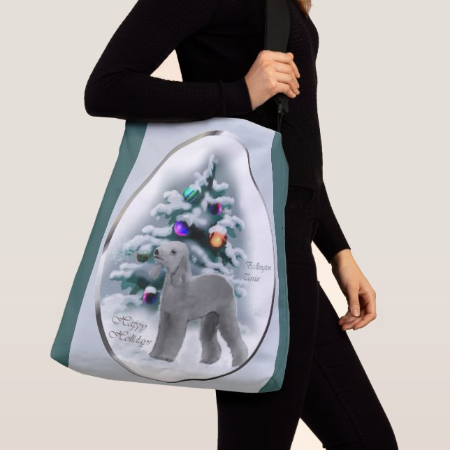Bedlington Terrier Christmas Tragetaschen Mit Langen Trägern (Von Nahem)