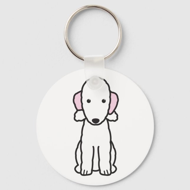 Bedlington Terrier Dog Cartoon Schlüsselanhänger (Vorderseite)