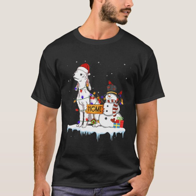 Bedlington Terrier Dog Christmas Snowman Xmas Ligh T-Shirt (Vorderseite)