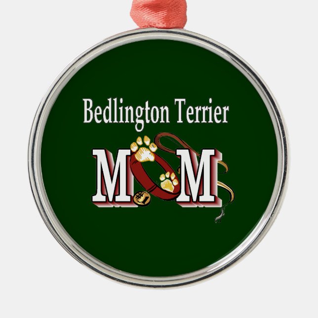 Bedlington Terrier Dog MAMA Ornament Aus Metall (Vorne)