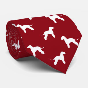 Bedlington Terrier Dog Silhouetten Pattern Red Krawatte