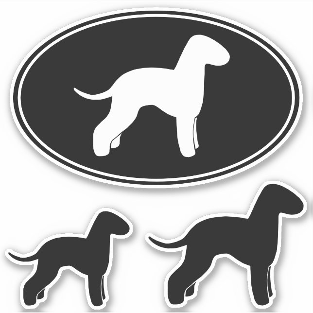 Bedlington Terrier Dog Silhouetten Sticker Set (Vorderseite)