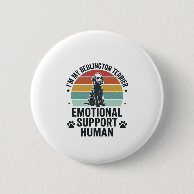 Bedlington Terrier Emotionaler Unterstützer Mensch Button (Vorderseite)