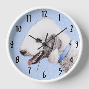 Bedlington Terrier Gemälde - Originale Hundekunst Uhr