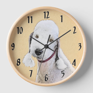 Bedlington Terrier Gemälde - Originale Hundekunst Uhr