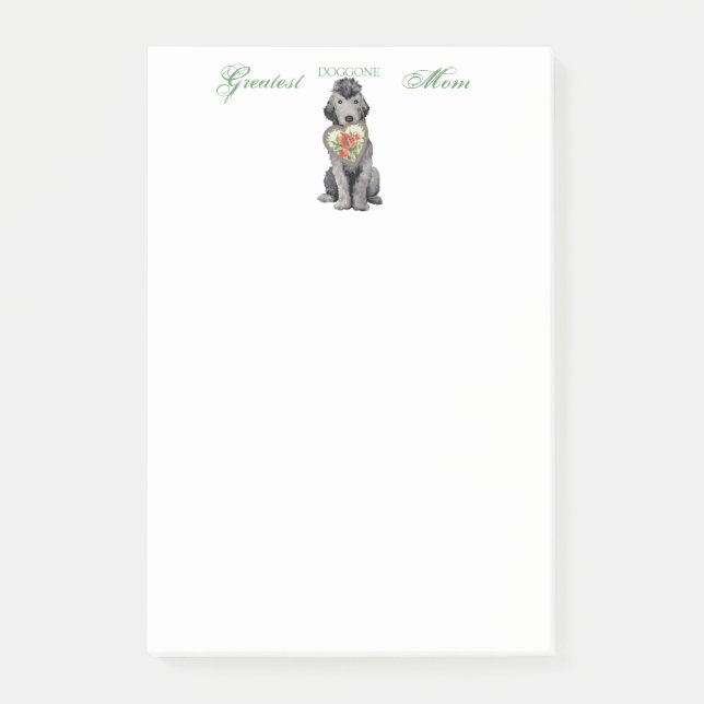 Bedlington Terrier Heart Mama Nachhinweise Post-it Klebezettel (Vorderseite)