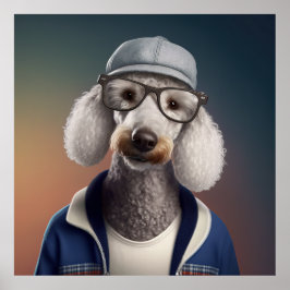 Bedlington Terrier Hipster Dog Poster