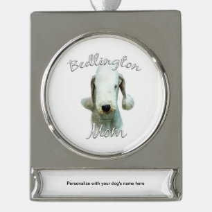 Bedlington Terrier Mama 2 Banner-Ornament Silber
