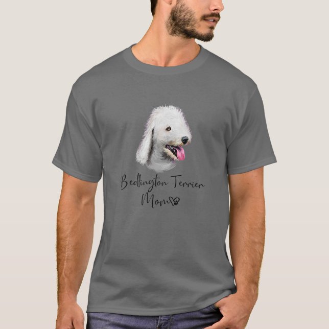 Bedlington Terrier Mama Niedlich Welpe Downer T-Shirt (Vorderseite)