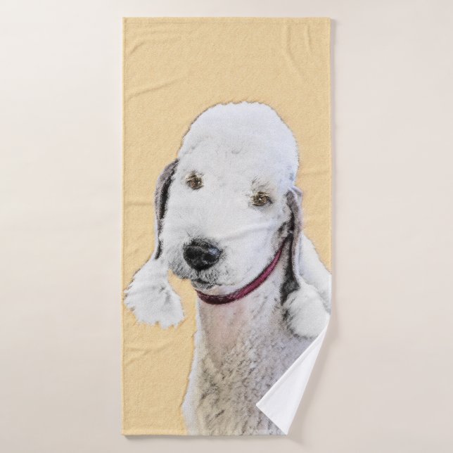 Bedlington Terrier Painting - Original Dog Art Badhandtuch Set (Badehandtuch)