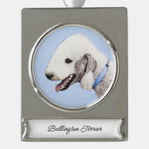 Bedlington Terrier Painting - Original Dog Art Banner-Ornament Silber