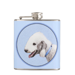 Bedlington Terrier Painting - Original Dog Art Flachmann