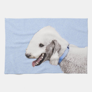 Bedlington Terrier Painting - Original Dog Art Geschirrtuch