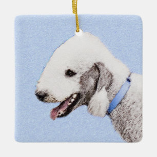 Bedlington Terrier Painting - Original Dog Art Keramikornament