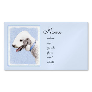 Bedlington Terrier Painting - Original Dog Art Magnetische Visitenkarte