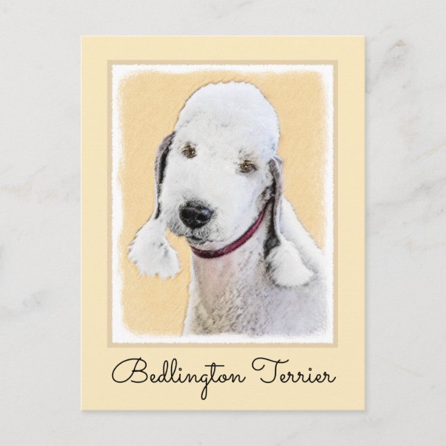 Bedlington Terrier Painting - Original Dog Art Postkarte (Vorderseite)
