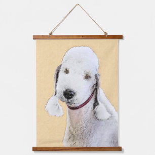Bedlington Terrier Painting - Original Dog Art Wandteppich Mit Holzrahmen