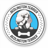 Bedlington Terrier Peeking Illustration Abzeichen