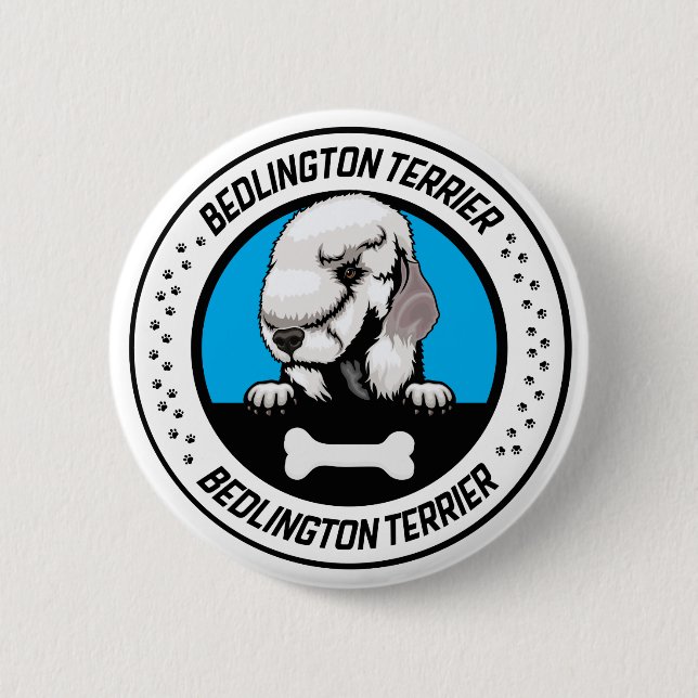 Bedlington Terrier Peeking Illustration Abzeichen Button (Vorderseite)