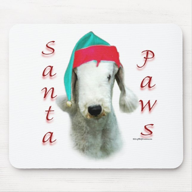 Bedlington Terrier Santa Paws Mousepad (Vorne)