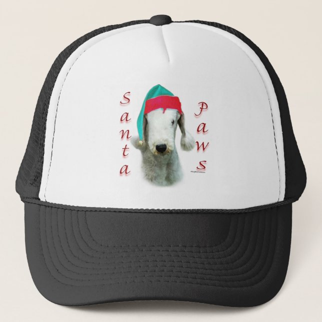 Bedlington Terrier Santa Paws Truckerkappe (Vorderseite)