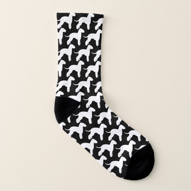 Bedlington Terrier-Silhouette-Muster Socken (Links - Innen)