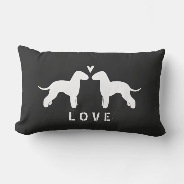 Bedlington Terrier Silhouetten Liebe Lendenkissen (Vorderseite)